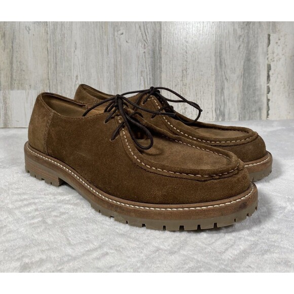 Zara Man Men's Sz 7 EU 39 Neutral Brown Suede Lace Up Loafer Classic Preppy - Picture 1 of 9